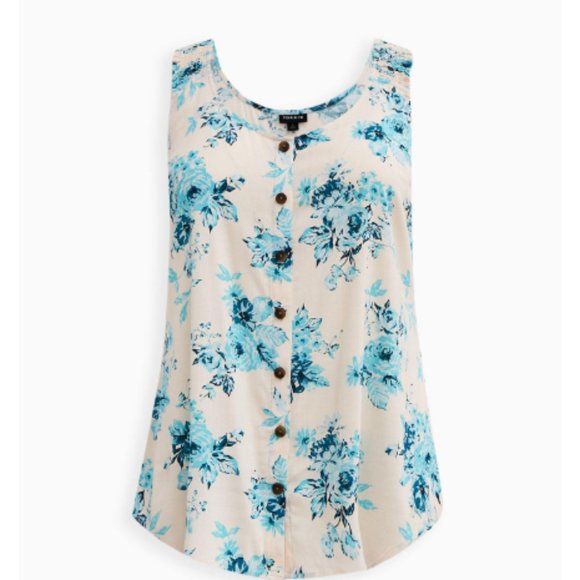 BNWT Torrid Rayon Slub Button-Front Tank Sz 1 - Picture 1 of 4